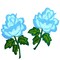 2 Pieces Blue Rose Embroidery Patches 5x3" Floral Iron On Appliques for Jackets & Crafts